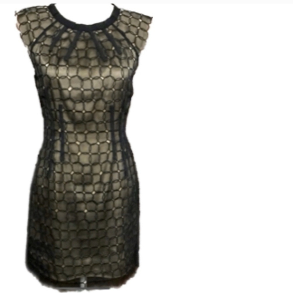 BCBG MaxAzria Black and Gold Cocktail Party Holiday Dress